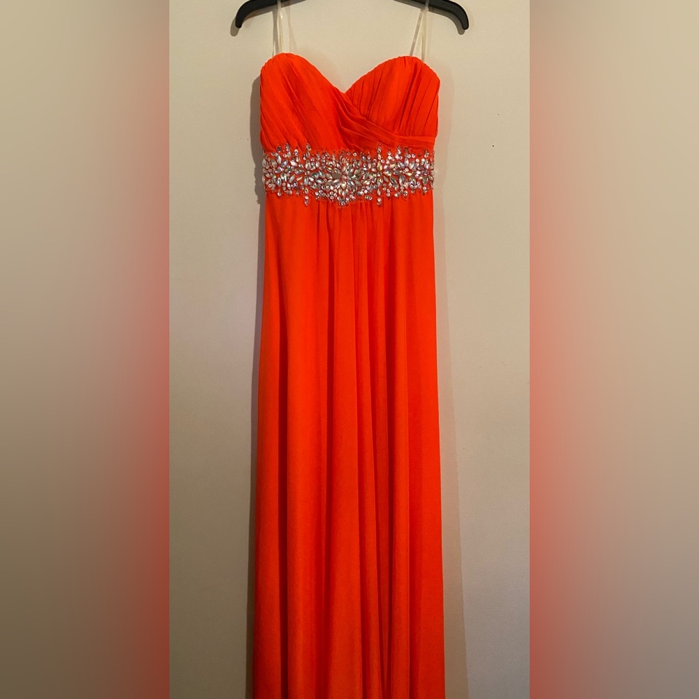 Strapless Orangey/Pink Formal/Prom Dress